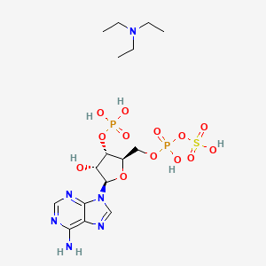molecular formula C16H30N6O13P2S B8256318 [(2R,3S,4R,5R)-5-(6-aminopurin-9-yl)-4-hydroxy-3-phosphonooxyoxolan-2-yl]methyl sulfo hydrogen phosphate;N,N-diethylethanamine 