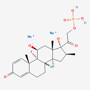 molecular formula C22H28FNa2O8P B8256348 disodium;(8S,9R,10S,11S,13S,14S,16S,17R)-9-fluoro-10,13,16-trimethyl-3-oxo-17-(2-phosphonooxyacetyl)-6,7,8,11,12,14,15,16-octahydrocyclopenta[a]phenanthrene-11,17-diolate 