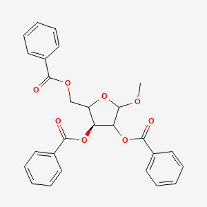 molecular formula C27H24O8 B8256445 [(3S)-3,4-dibenzoyloxy-5-methoxyoxolan-2-yl]methyl benzoate 