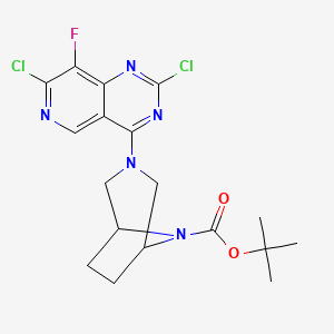 molecular formula C18H20Cl2FN5O2 B8256508 Tert-butyl 3-(2,7-dichloro-8-fluoropyrido[4,3-D]pyrimidin-4-YL)-3,8-diazabicyclo[3.2.1]octane-8-carboxylate 