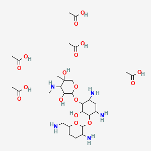 molecular formula C29H59N5O17 B8256564 Acetic acid;2-[4,6-diamino-3-[3-amino-6-(aminomethyl)oxan-2-yl]oxy-2-hydroxycyclohexyl]oxy-5-methyl-4-(methylamino)oxane-3,5-diol 