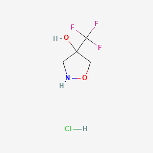 molecular formula C4H7ClF3NO2 B8256644 4-(Trifluoromethyl)-1,2-oxazolidin-4-ol;hydrochloride 