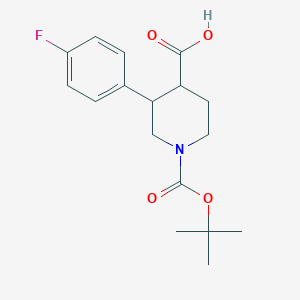 molecular formula C17H22FNO4 B8256848 3-(4-Fluorophenyl)-1-[(2-methylpropan-2-yl)oxycarbonyl]piperidine-4-carboxylic acid 
