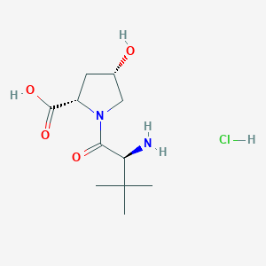 molecular formula C11H21ClN2O4 B8256946 (2S,4S)-1-((S)-2-amino-3,3-dimethylbutanoyl)-4-hydroxypyrrolidine-2-carboxylic acid hydrochloride 