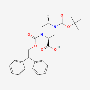 molecular formula C26H30N2O6 B8257115 (2S,5S)-1-(((9H-fluoren-9-yl)methoxy)carbonyl)-4-(tert-butoxycarbonyl)-5-methylpiperazine-2-carboxylic acid 