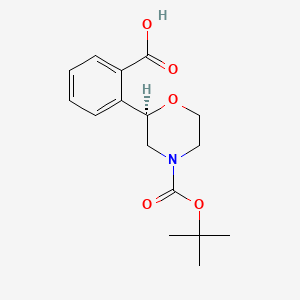 molecular formula C16H21NO5 B8257125 (R)-2-(4-(tert-butoxycarbonyl)morpholin-2-yl)benzoic acid 