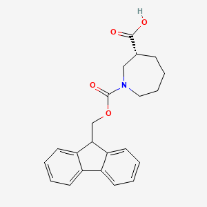 molecular formula C22H23NO4 B8257133 (R)-1-(((9H-fluoren-9-yl)methoxy)carbonyl)azepane-3-carboxylic acid 