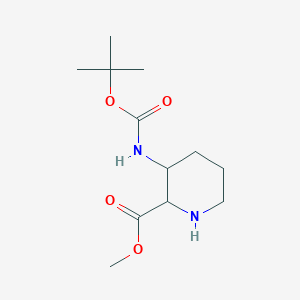 molecular formula C12H22N2O4 B8257151 Methyl 3-((tert-butoxycarbonyl)amino)piperidine-2-carboxylate 