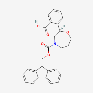 molecular formula C27H25NO5 B8257174 (R)-2-(4-(((9H-fluoren-9-yl)methoxy)carbonyl)-1,4-oxazepan-2-yl)benzoic acid 