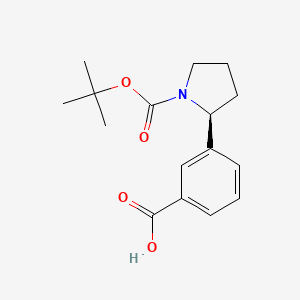 molecular formula C16H21NO4 B8257181 (s)-3-(1-(Tert-butoxycarbonyl)pyrrolidin-2-yl)benzoic acid 