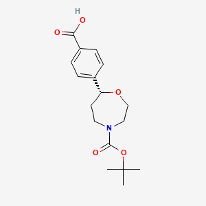 molecular formula C17H23NO5 B8257188 (R)-4-(4-(tert-butoxycarbonyl)-1,4-oxazepan-7-yl)benzoic acid 