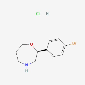 molecular formula C11H15BrClNO B8257203 (S)-2-(4-bromophenyl)-1,4-oxazepane hydrochloride 