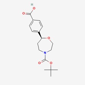 molecular formula C17H23NO5 B8257210 (S)-4-(4-(tert-butoxycarbonyl)-1,4-oxazepan-7-yl)benzoic acid 
