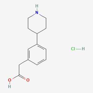 molecular formula C13H18ClNO2 B8257212 2-(3-(Piperidin-4-yl)phenyl)acetic acid hydrochloride 