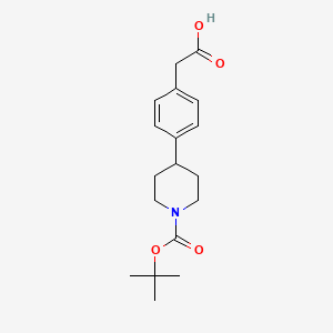 molecular formula C18H25NO4 B8257248 2-(4-(1-(Tert-butoxycarbonyl)piperidin-4-yl)phenyl)acetic acid 
