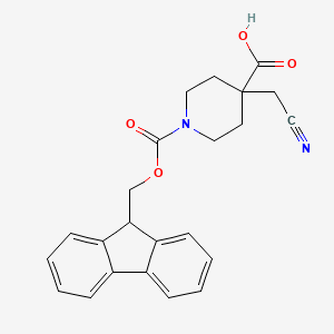 molecular formula C23H22N2O4 B8257297 1-(((9H-fluoren-9-yl)methoxy)carbonyl)-4-(cyanomethyl)piperidine-4-carboxylic acid 