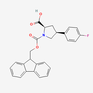 molecular formula C26H22FNO4 B8257298 (2R,4S)-1-(((9H-fluoren-9-yl)methoxy)carbonyl)-4-(4-fluorophenyl)pyrrolidine-2-carboxylic acid 