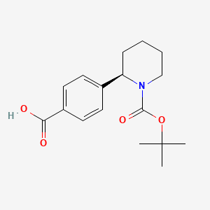 molecular formula C17H23NO4 B8257304 (R)-4-(1-(tert-butoxycarbonyl)piperidin-2-yl)benzoic acid 