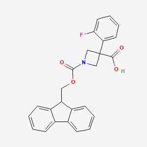 molecular formula C25H20FNO4 B8257314 1-(((9H-fluoren-9-yl)methoxy)carbonyl)-3-(2-fluorophenyl)azetidine-3-carboxylic acid 