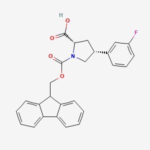molecular formula C26H22FNO4 B8257319 (2S,4R)-1-(((9H-fluoren-9-yl)methoxy)carbonyl)-4-(3-fluorophenyl)pyrrolidine-2-carboxylic acid 