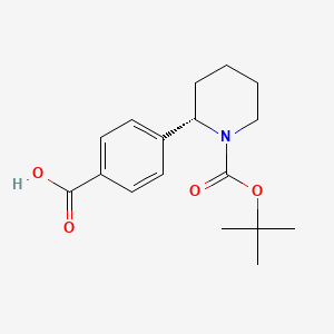 molecular formula C17H23NO4 B8257325 (S)-4-(1-(tert-butoxycarbonyl)piperidin-2-yl)benzoic acid 