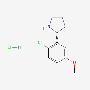 molecular formula C11H15Cl2NO B8257354 (R)-2-(2-chloro-5-methoxyphenyl)pyrrolidine hydrochloride 