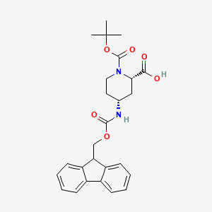 molecular formula C26H30N2O6 B8257378 (2S,4R)-4-((((9H-fluoren-9-yl)methoxy)carbonyl)amino)-1-(tert-butoxycarbonyl)piperidine-2-carboxylic acid 