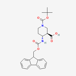 molecular formula C26H30N2O6 B8257391 (3R,4R)-4-((((9H-fluoren-9-yl)methoxy)carbonyl)amino)-1-(tert-butoxycarbonyl)piperidine-3-carboxylic acid 