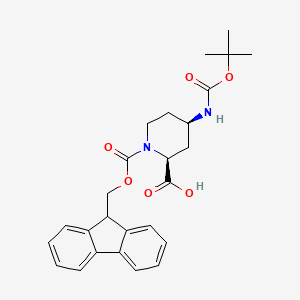 (2S,4R)-1-(((9H-fluoren-9-yl)methoxy)carbonyl)-4-((tert-butoxycarbonyl)amino)piperidine-2-carboxylic acid