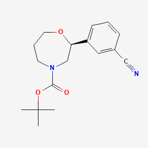 molecular formula C17H22N2O3 B8257408 tert-butyl (S)-2-(3-cyanophenyl)-1,4-oxazepane-4-carboxylate 