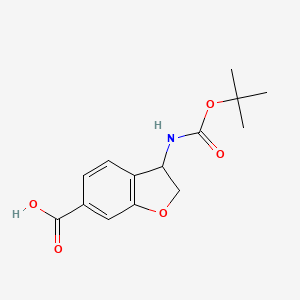 molecular formula C14H17NO5 B8257430 3-((Tert-butoxycarbonyl)amino)-2,3-dihydrobenzofuran-6-carboxylic acid 