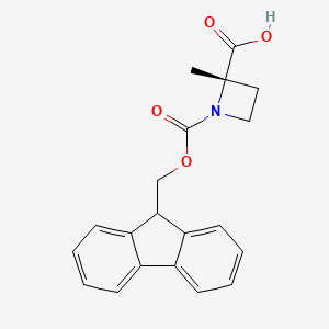 molecular formula C20H19NO4 B8257440 (S)-1-(((9H-fluoren-9-yl)methoxy)carbonyl)-2-methylazetidine-2-carboxylic acid 