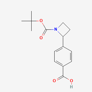 molecular formula C15H19NO4 B8257487 4-(1-(Tert-butoxycarbonyl)azetidin-2-yl)benzoic acid 