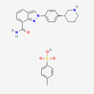 molecular formula C26H28N4O4S B8257521 (R)-2-(4-(piperidin-3-yl)phenyl)-2H-indazole-7-carboxamide 4-methylbenzenesulfonate 