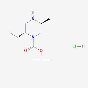 molecular formula C12H25ClN2O2 B8257558 tert-butyl (2R,5S)-2-ethyl-5-methylpiperazine-1-carboxylate hydrochloride 