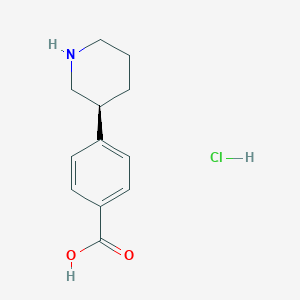 molecular formula C12H16ClNO2 B8257565 (S)-4-(Piperidin-3-yl)benzoic acid hydrochloride 