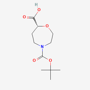 molecular formula C11H19NO5 B8257572 (R)-4-(tert-butoxycarbonyl)-1,4-oxazepane-7-carboxylic acid 