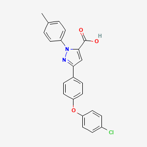 molecular formula C23H17ClN2O3 B8257592 1H-Pyrazole-5-carboxylic acid, 3-[4-(4-chlorophenoxy)phenyl]-1-(4-methylphenyl)- CAS No. 1202030-15-6