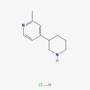 molecular formula C11H17ClN2 B8257597 Pyridine, 2-methyl-4-(3-piperidinyl)-, hydrochloride (1:2) 