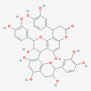 2,10-bis(3,4-dihydroxyphenyl)-4-[2-(3,4-dihydroxyphenyl)-3,5,7-trihydroxy-3,4-dihydro-2H-chromen-8-yl]-3,5-dihydroxy-3,4,9,10-tetrahydro-2H-pyrano[2,3-h]chromen-8-one