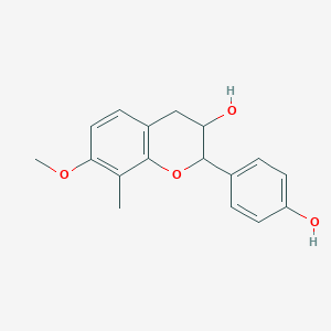 molecular formula C17H18O4 B8257699 2-(4-hydroxyphenyl)-7-methoxy-8-methyl-3,4-dihydro-2H-chromen-3-ol 
