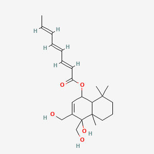 molecular formula C23H34O5 B8257717 [4-hydroxy-3,4-bis(hydroxymethyl)-4a,8,8-trimethyl-5,6,7,8a-tetrahydro-1H-naphthalen-1-yl] (2E,4E,6E)-octa-2,4,6-trienoate 