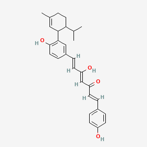 molecular formula C29H32O4 B8257742 (1E,4Z,6E)-5-hydroxy-7-[4-hydroxy-3-(3-methyl-6-propan-2-ylcyclohex-2-en-1-yl)phenyl]-1-(4-hydroxyphenyl)hepta-1,4,6-trien-3-one 