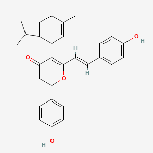 2-(4-hydroxyphenyl)-6-[(E)-2-(4-hydroxyphenyl)ethenyl]-5-(3-methyl-6-propan-2-ylcyclohex-2-en-1-yl)-2,3-dihydropyran-4-one