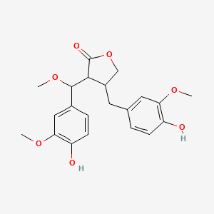 molecular formula C21H24O7 B8257750 3-[(4-Hydroxy-3-methoxyphenyl)-methoxymethyl]-4-[(4-hydroxy-3-methoxyphenyl)methyl]oxolan-2-one 