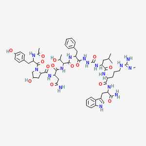 molecular formula C58H80N16O14 B8257772 Ac-DL-Tyr-DL-xiHyp-DL-Asn-DL-xiThr-DL-Phe-Unk-DL-Leu-DL-Arg(Me)-DL-Trp-NH2 