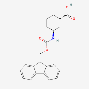 molecular formula C22H23NO4 B8257780 (1S,3S)-3-((((9H-Fluoren-9-yl)methoxy)carbonyl)amino)cyclohexanecarboxylic acid 
