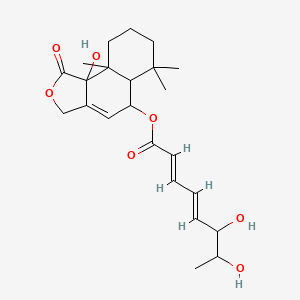 molecular formula C23H32O7 B8257799 (9b-hydroxy-6,6,9a-trimethyl-1-oxo-3,5,5a,7,8,9-hexahydrobenzo[e][2]benzofuran-5-yl) (2E,4E)-6,7-dihydroxyocta-2,4-dienoate 