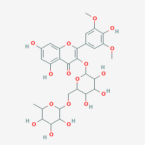 molecular formula C29H34O17 B8257822 5,7-Dihydroxy-2-(4-hydroxy-3,5-dimethoxyphenyl)-3-[3,4,5-trihydroxy-6-[(3,4,5-trihydroxy-6-methyloxan-2-yl)oxymethyl]oxan-2-yl]oxychromen-4-one 