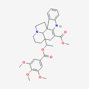 molecular formula C31H36N2O7 B8257838 Methyl 12-[1-(3,4,5-trimethoxybenzoyl)oxyethyl]-8,16-diazapentacyclo[10.6.1.01,9.02,7.016,19]nonadeca-2,4,6,9-tetraene-10-carboxylate 